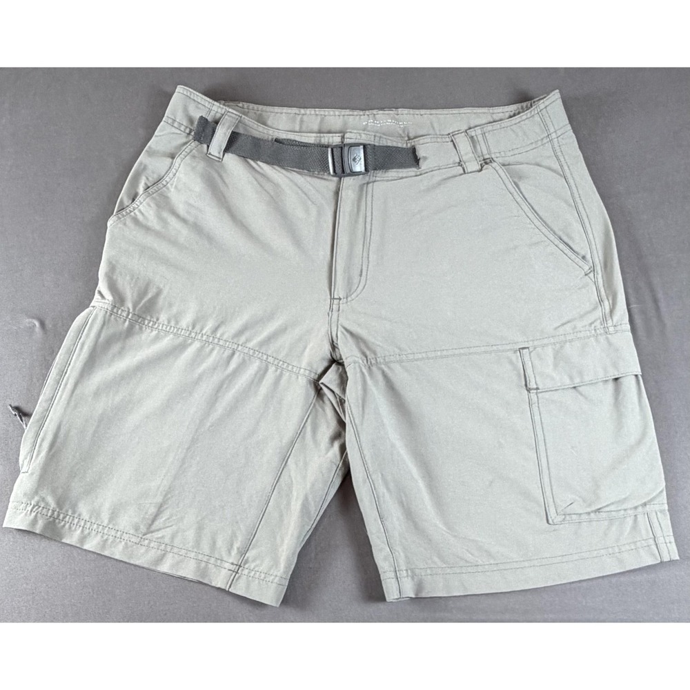Columbia Shorts Mens 34 Gray Belted Cargo Nylon 10 Inseam Hiking Quick Dry